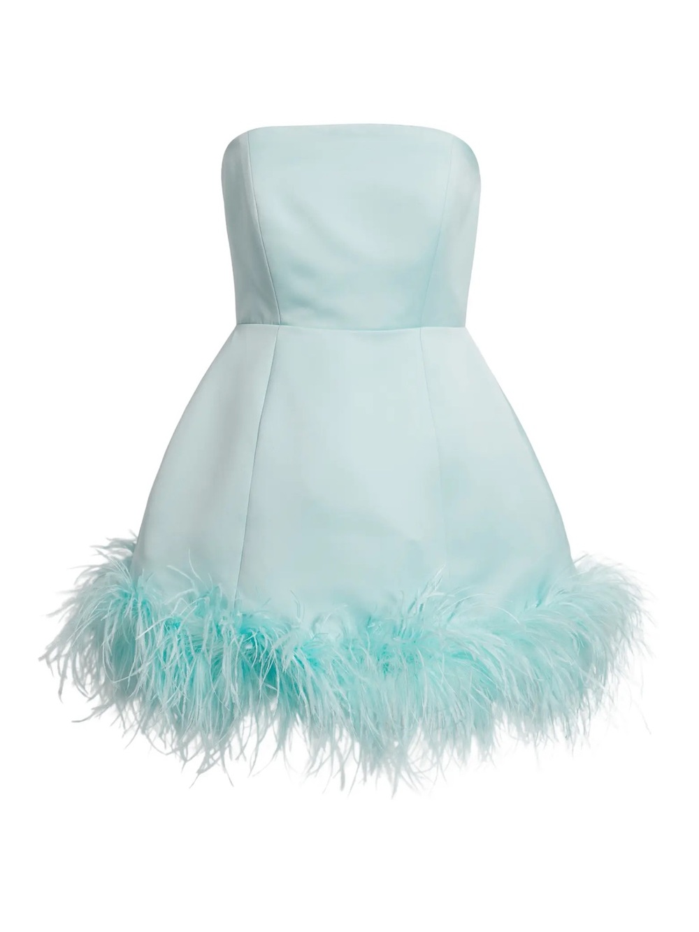 Delfi Collective Ivy Feather Trim Strapless Cocktail Minidress in Mint MSRP $528